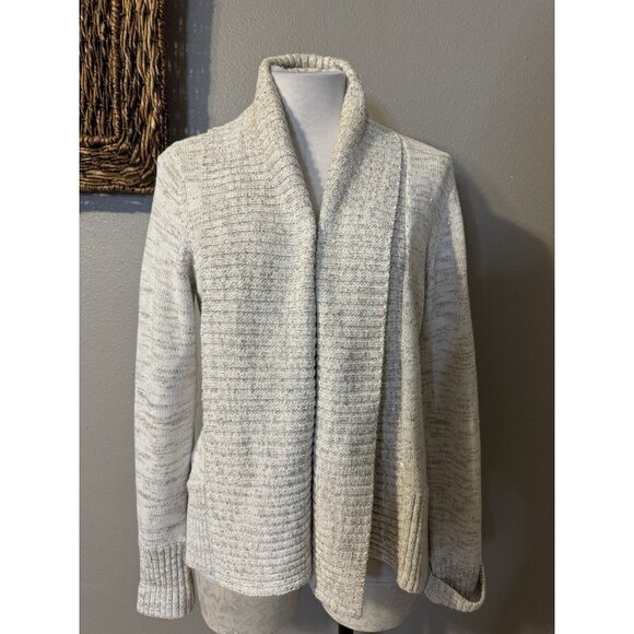 INC Cardigan Sweater Ivory Cream Brown Shimmer XL Extra Large Thick Cotton NEW - Picture 4 of 11